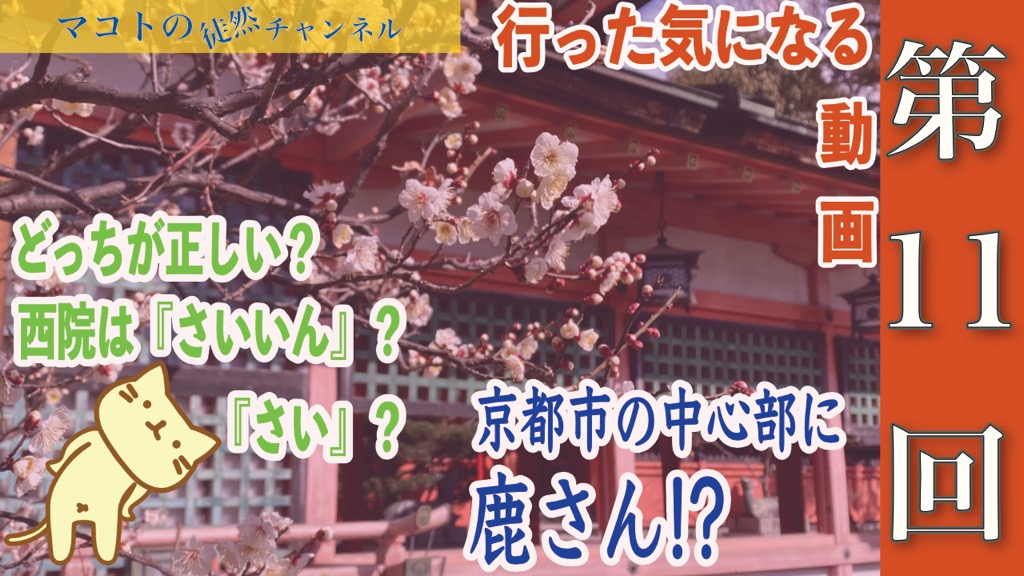 マコトの徒然チャンネル第１１回　いった気になる動画　京都市の中心部に鹿さん！？どっちが正しい？西院は「さいいん」？「さい」